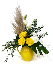 When Life Gives You Lemons . . .  - Yellow Pitcher With Yellow Roses