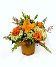 Honeydew, We Cantaloupe! - Orange Lilies & Roses With Green Hydrangea
