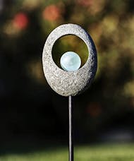 Moon Stone Garden Stake with Glass Ball
