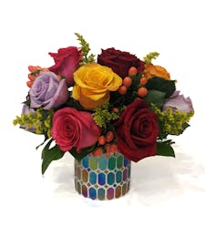 Kaleidoscope - Rainbow Vase with Colorful Roses