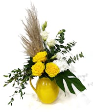 When Life Gives You Lemons . . .  - Yellow Pitcher With Yellow Roses